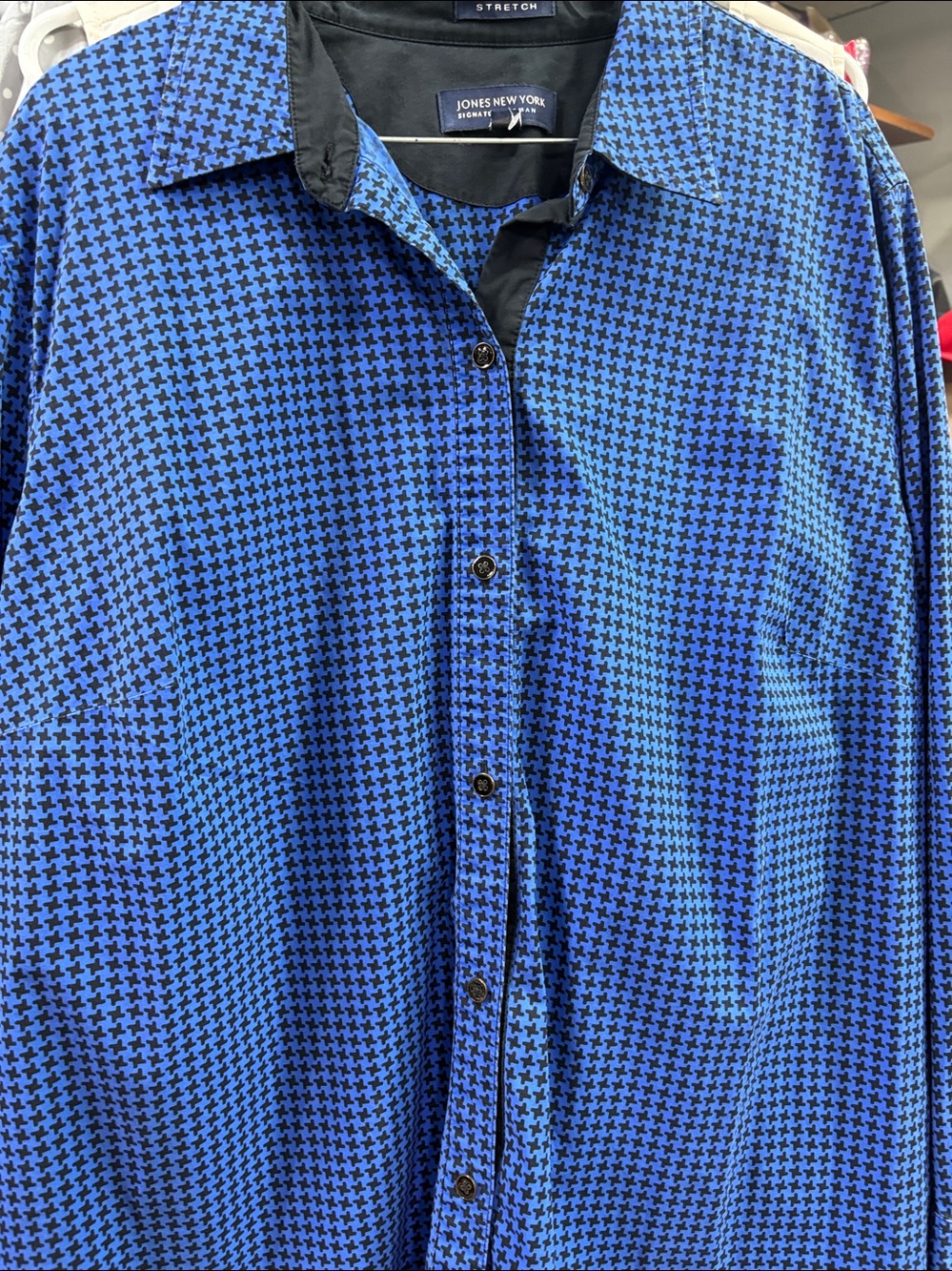 Blue Houndstooth Button-Up Shirt - Picture 2 of 3